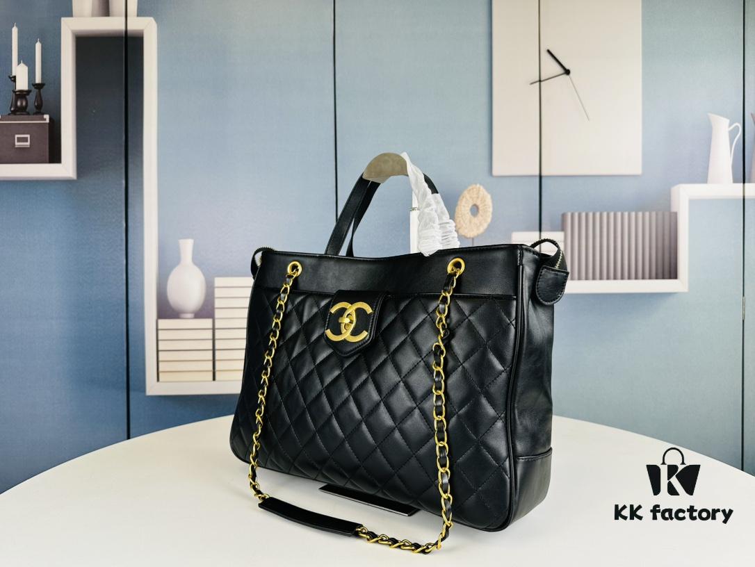 New Arrival Chanel Black and Gold 2-Way Vertical Tote