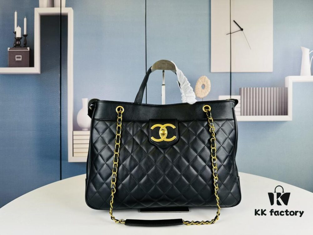 New Arrival Chanel Black and Gold 2-Way Vertical Tote