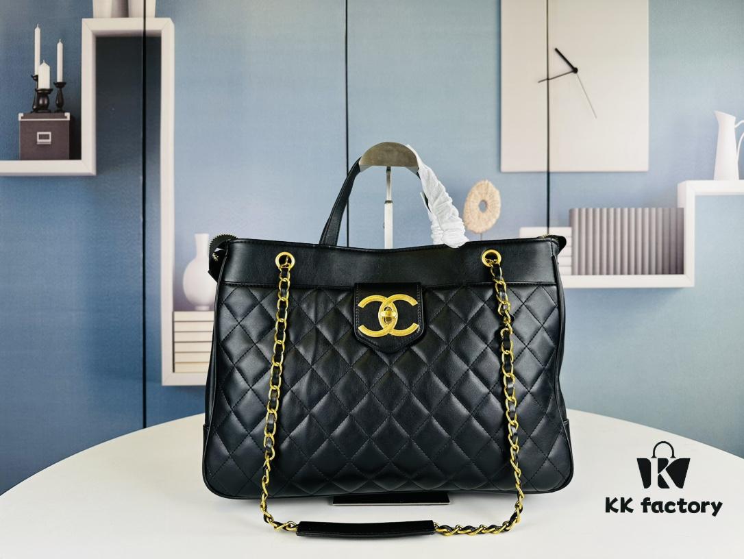 New Arrival Chanel Black and Gold 2-Way Vertical Tote