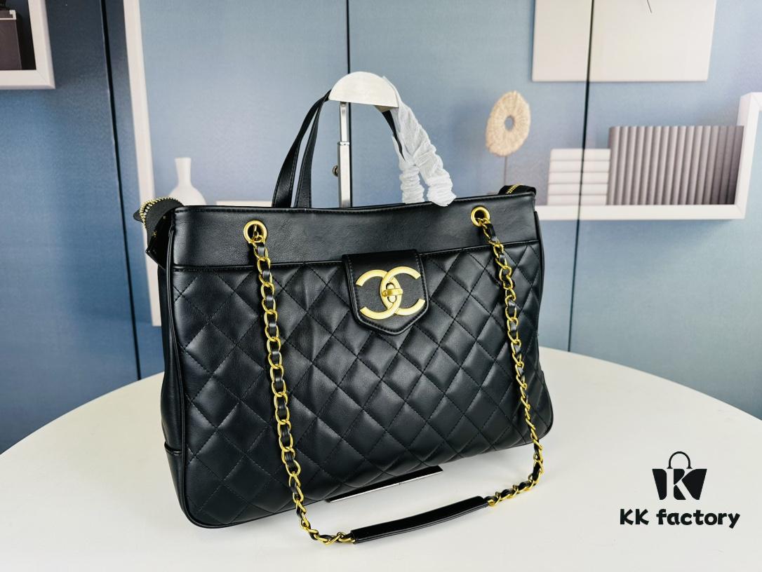 New Arrival Chanel Black and Gold 2-Way Vertical Tote