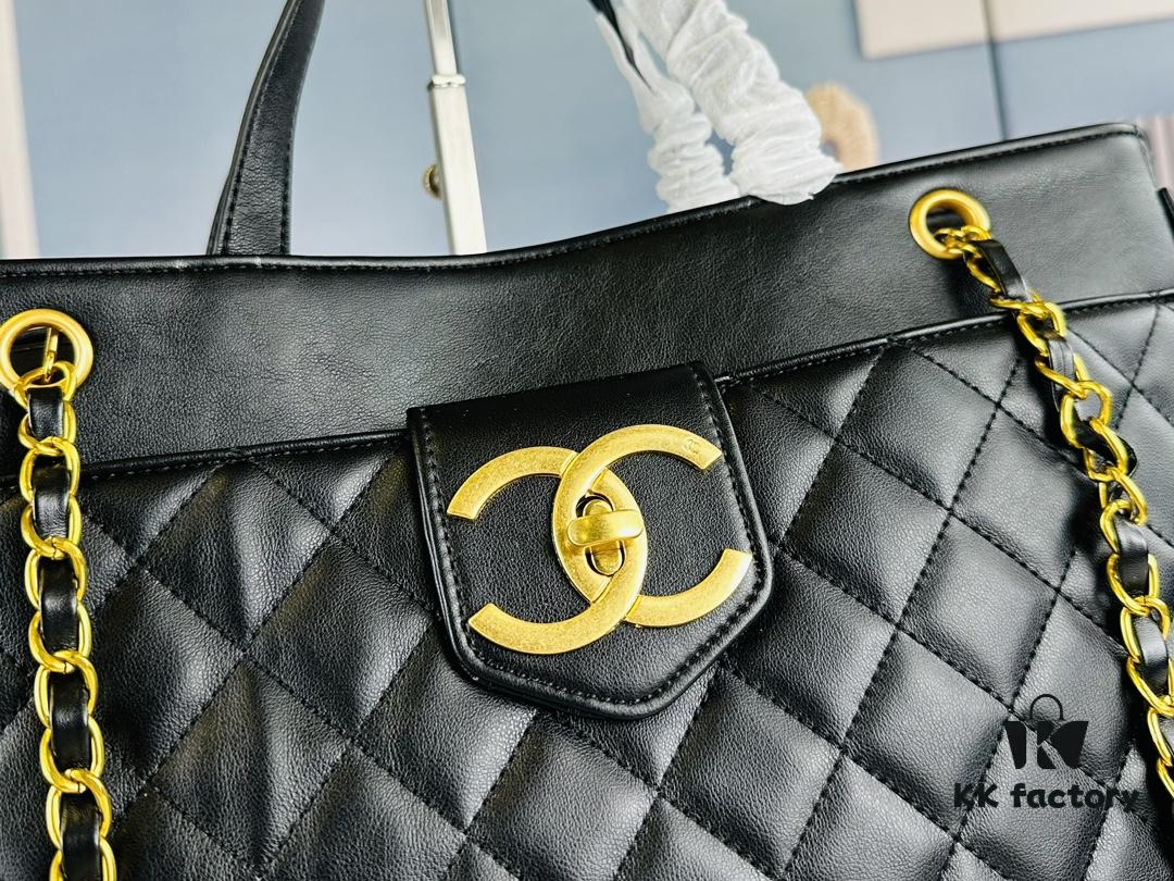 New Arrival Chanel Black and Gold 2-Way Vertical Tote