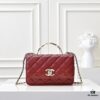CHANEL 2024 Fall/Winter New Arrival Genuine Lambskin WOC with Metallic Rhinestone Handle, Stylish and Elegant – Can Be Carried by Hand or Worn Crossbody