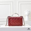 CHANEL 2024 Fall/Winter New Arrival Genuine Lambskin WOC with Metallic Rhinestone Handle, Stylish and Elegant – Can Be Carried by Hand or Worn Crossbody