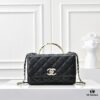 CHANEL 2024 Fall/Winter New Arrival Genuine Lambskin WOC with Metal Rhinestone Handle, Stylish and Elegant, Can Be Carried by Hand or Crossbody