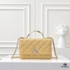 CHANEL 2024 Fall/Winter New Arrival Genuine Lambskin WOC with Metal Rhinestone Handle, Stylish and Elegant, Can Be Carried by Hand or Crossbody