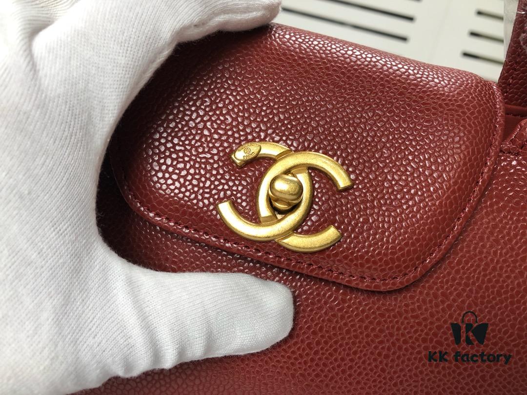Chanel Vintage Handbag - Soft Imported Caviar Leather, Signature Logo Closure, Elegant Lady Style