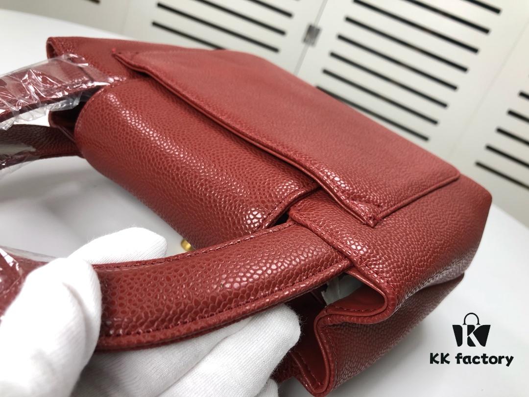 Chanel Vintage Handbag - Soft Imported Caviar Leather, Signature Logo Closure, Elegant Lady Style