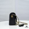 Chanel 21K Latest Bestseller Mini Square Flap Bag - Quilted Calfskin with Gold-Tone Chain and Turn-Lock Closure