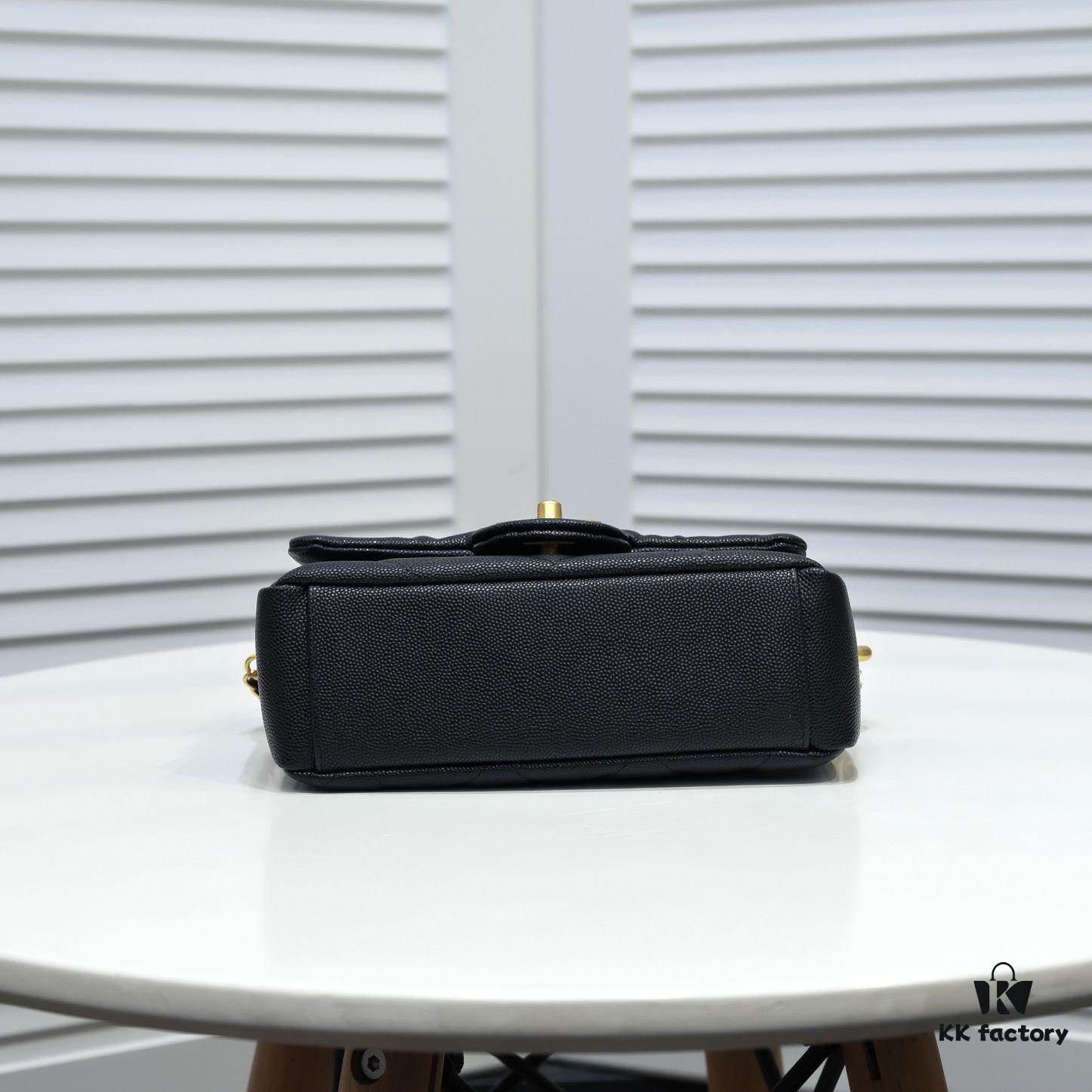 Chanel 21K Latest Bestseller Mini Square Flap Bag - Quilted Calfskin with Gold-Tone Chain and Turn-Lock Closure