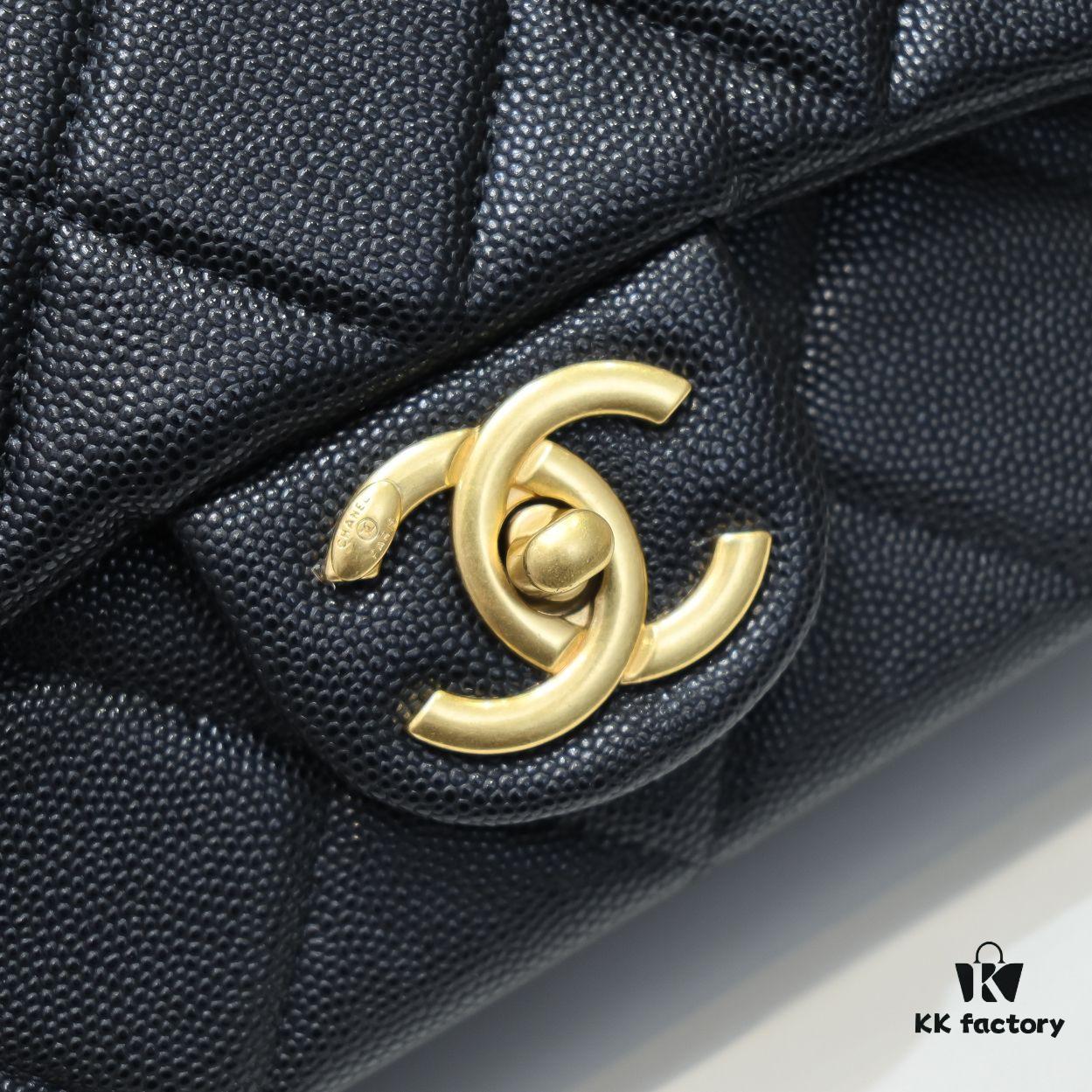 Chanel 21K Latest Bestseller Mini Square Flap Bag - Quilted Calfskin with Gold-Tone Chain and Turn-Lock Closure