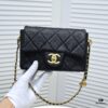 Chanel 21K Latest Bestseller Mini Square Flap Bag - Quilted Calfskin with Gold-Tone Chain and Turn-Lock Closure