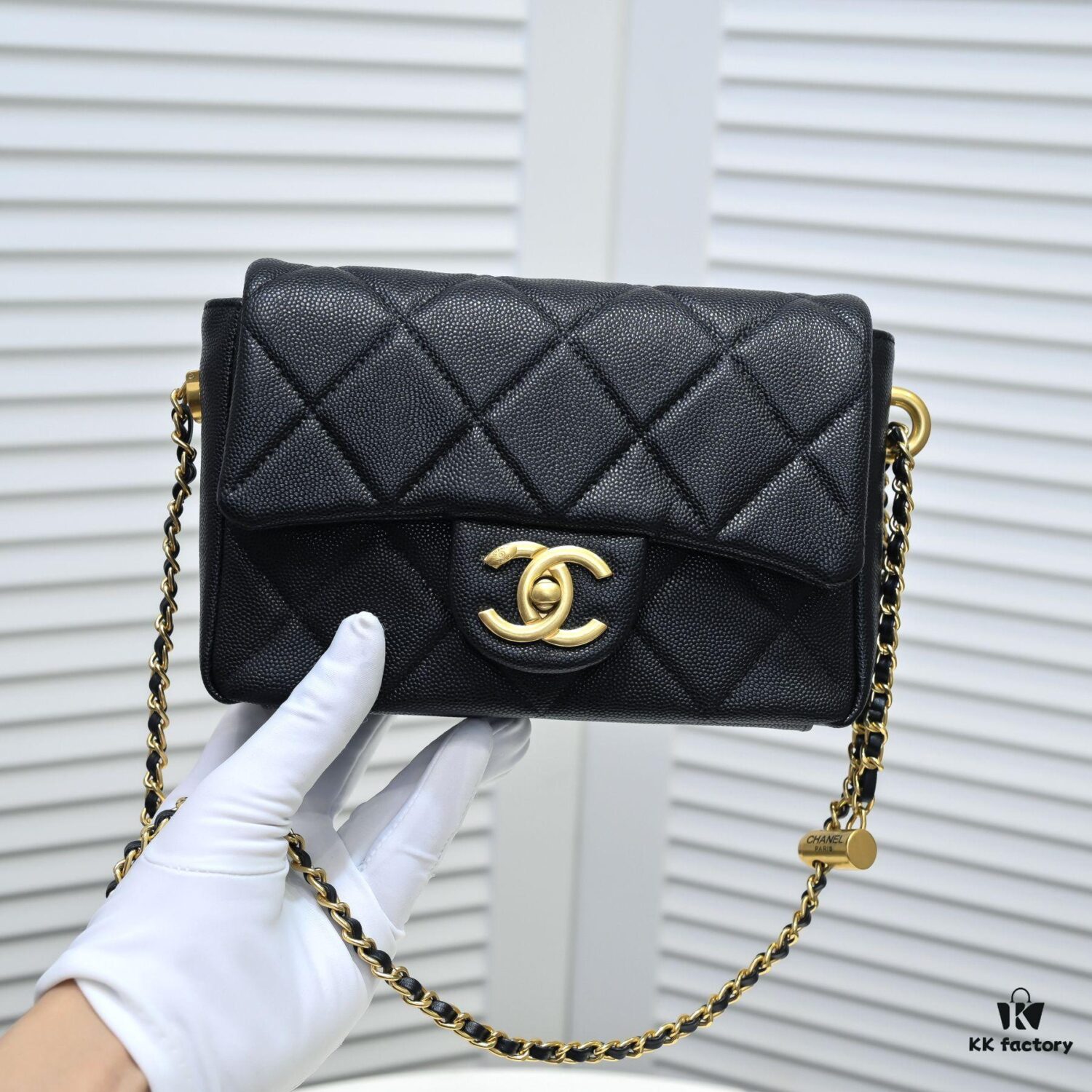 Chanel 21K Latest Bestseller Mini Square Flap Bag - Quilted Calfskin with Gold-Tone Chain and Turn-Lock Closure