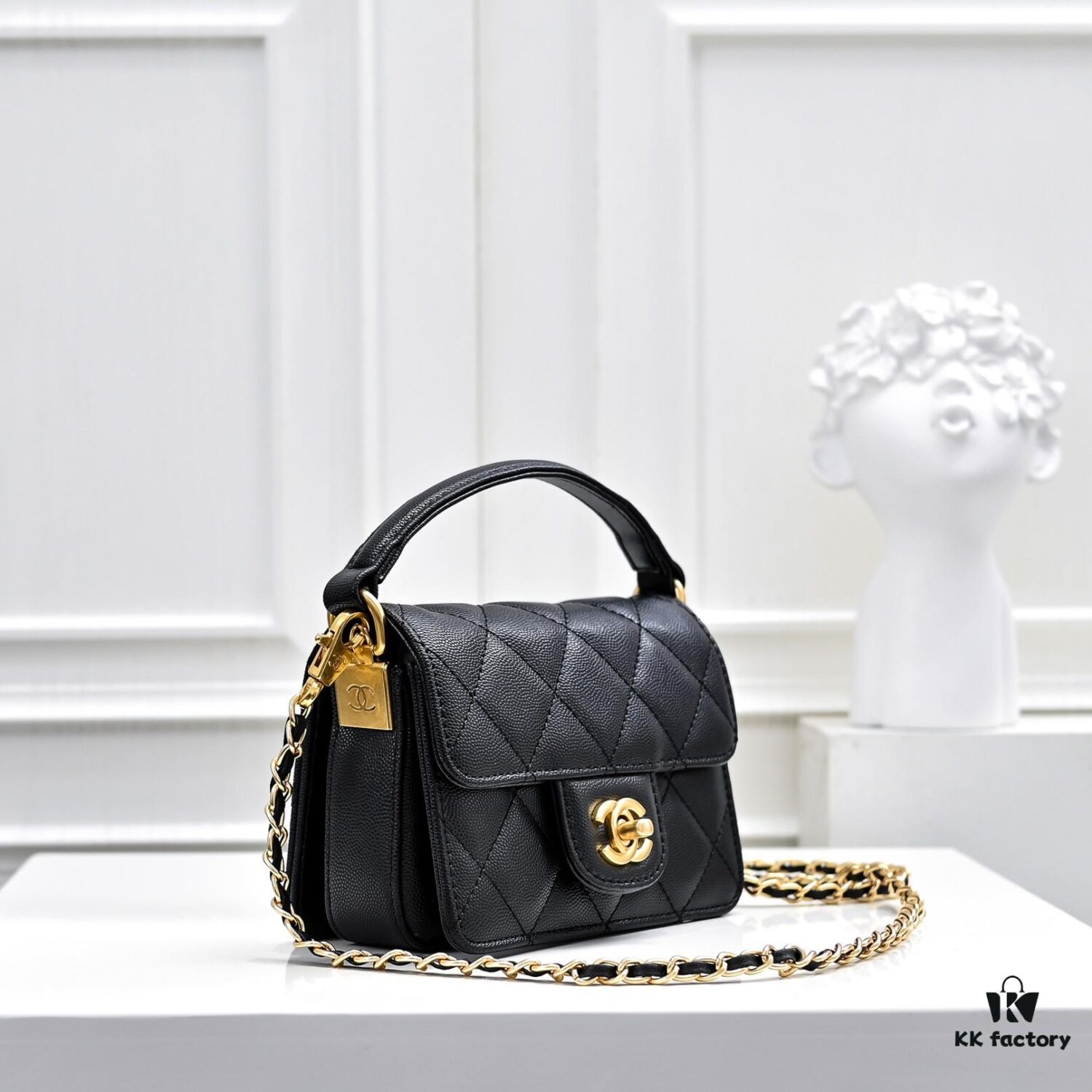 Mini CHANEL 24k Fall/Winter New Arrival with Caviar Leather, Unique Texture, Convertible Handheld or Crossbody, Detachable Strap