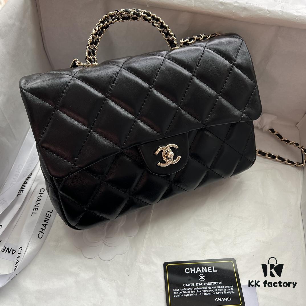 Chanel 24B New Collection Top-Grain Oil-Waxed Leather Bag with Braided Metal Chain Handle