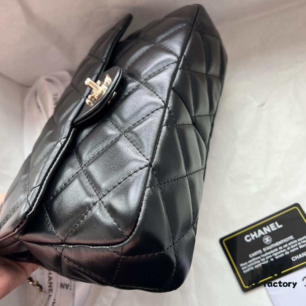 Chanel 24B New Collection Top-Grain Oil-Waxed Leather Bag with Braided Metal Chain Handle