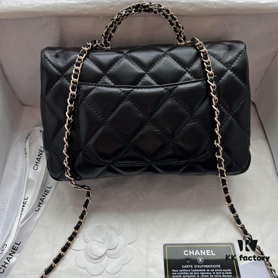 Chanel 24B New Collection Top-Grain Oil-Waxed Leather Bag with Braided Metal Chain Handle
