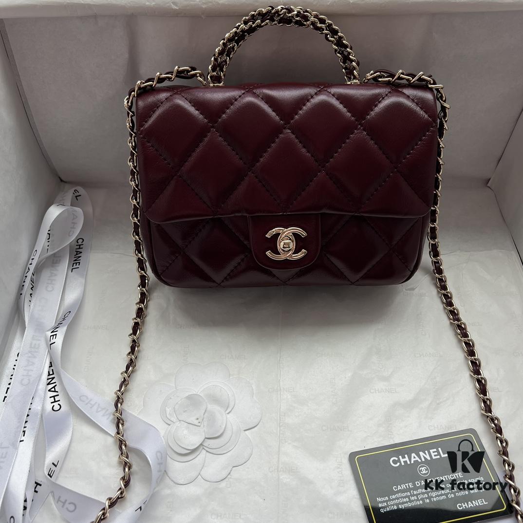Chanel 24B New Collection WOC, Top-Grade Wax-Cured Leather with Braided Metal Chain Handle
