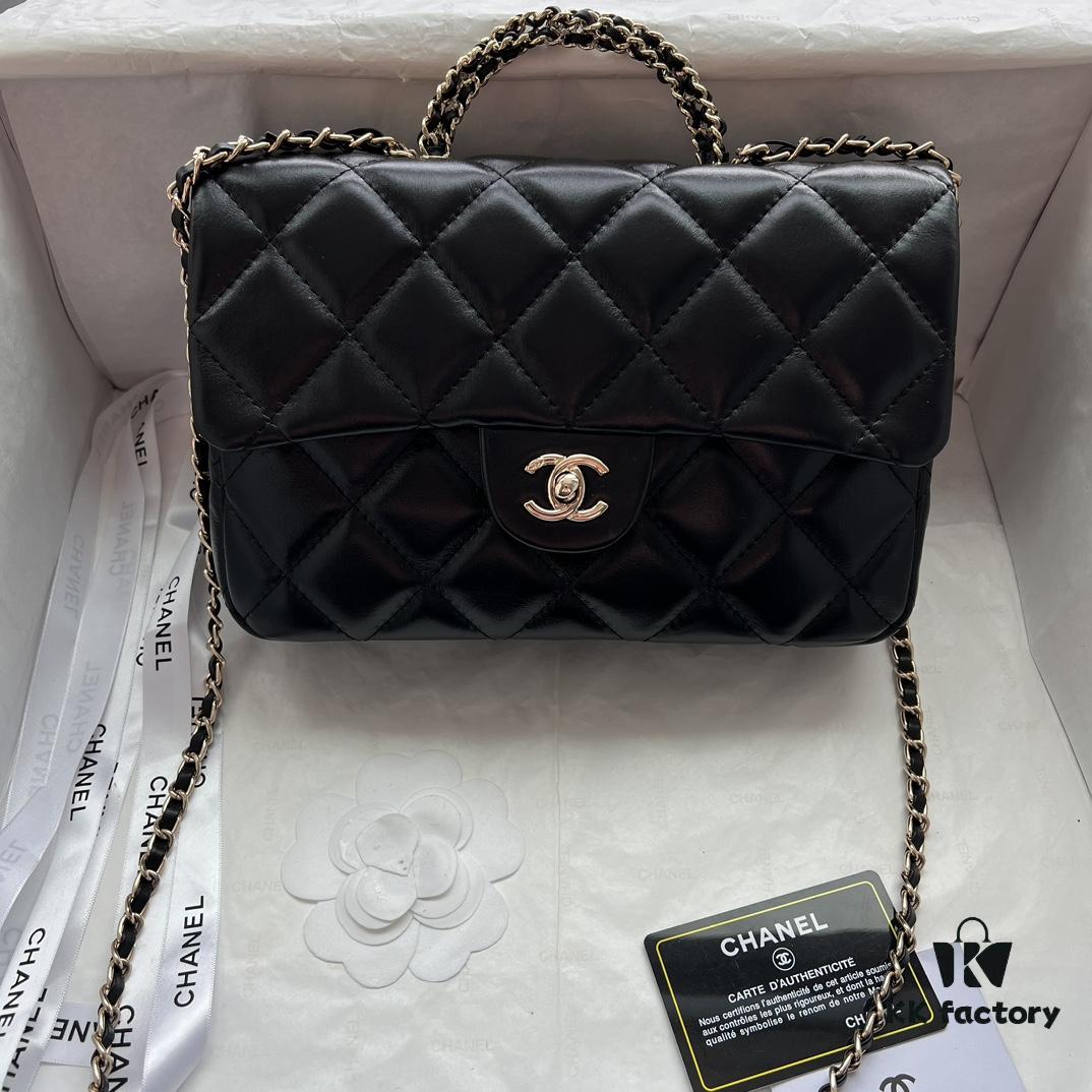 Chanel 24B New Collection Top-Grain Oil-Waxed Leather Bag with Braided Metal Chain Handle