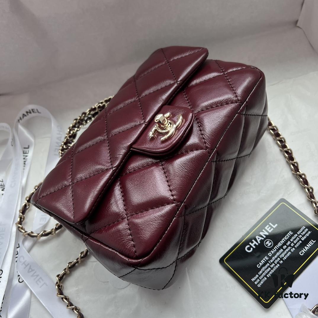 Chanel 24B New Collection WOC, Top-Grade Wax-Cured Leather with Braided Metal Chain Handle