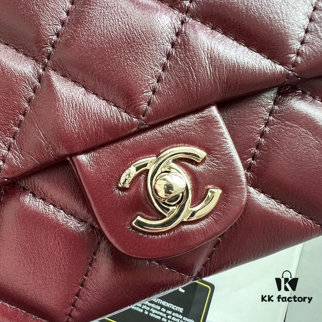 Chanel 24B New Collection WOC, Top-Grade Wax-Cured Leather with Braided Metal Chain Handle