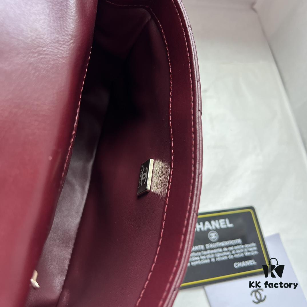 Chanel 24B New Collection WOC, Top-Grade Wax-Cured Leather with Braided Metal Chain Handle