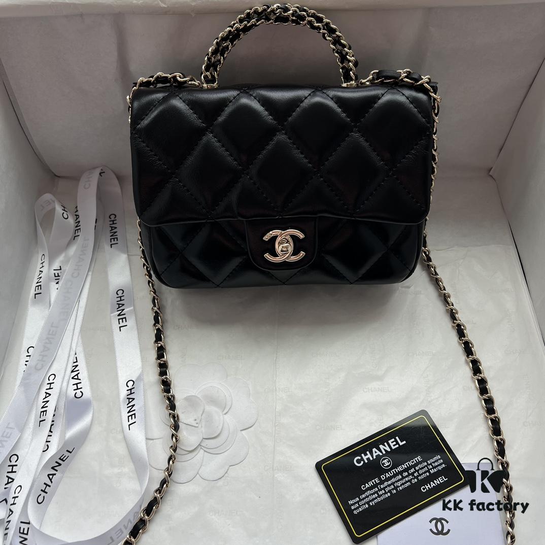Chanel 24B New Collection WOC. Top-Grade Oil-Waxed Leather with Braided Metal Chain Handle