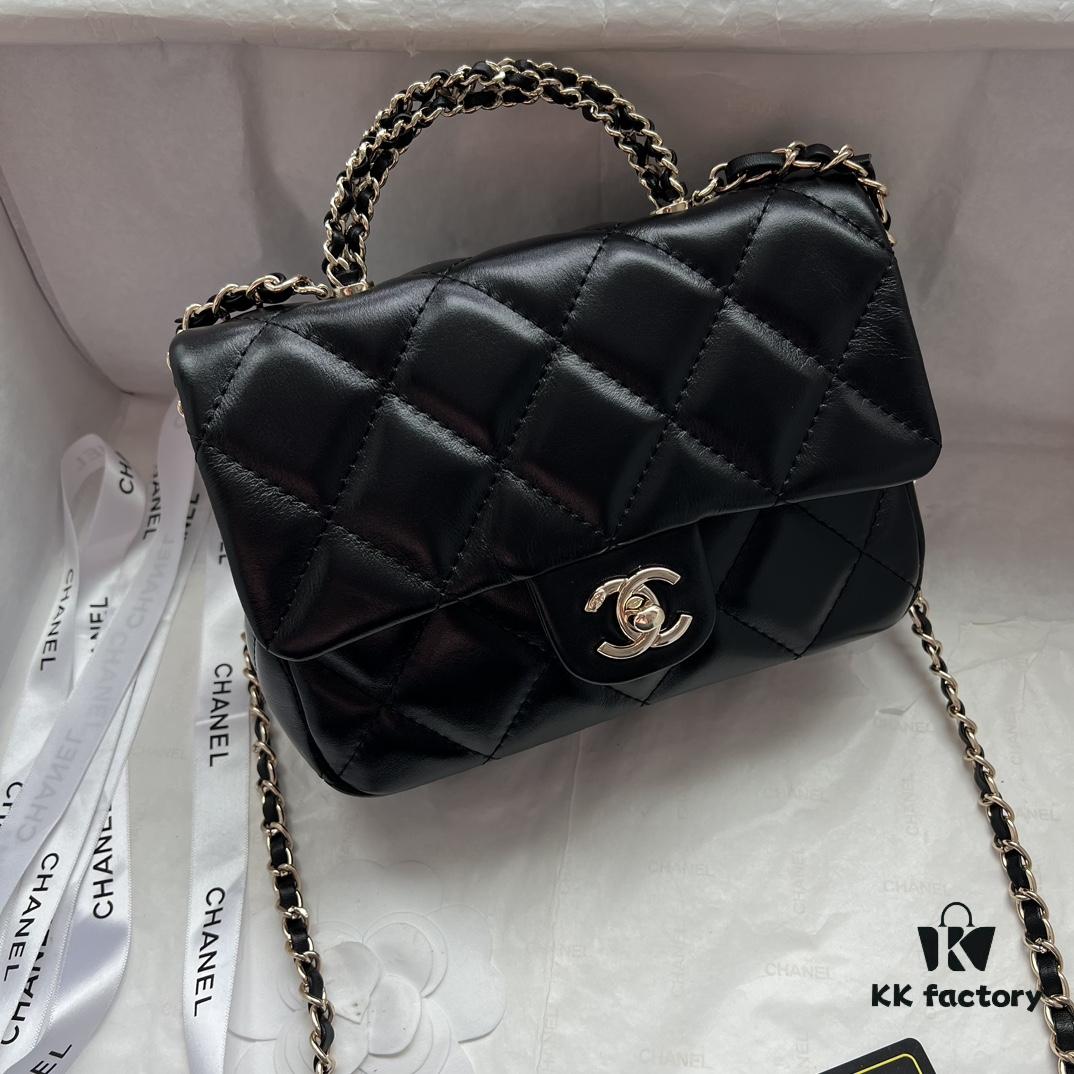 Chanel 24B New Collection WOC. Top-Grade Oil-Waxed Leather with Braided Metal Chain Handle