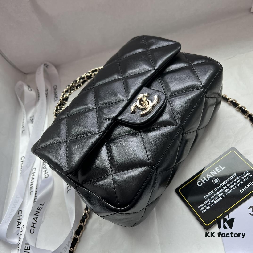 Chanel 24B New Collection WOC. Top-Grade Oil-Waxed Leather with Braided Metal Chain Handle