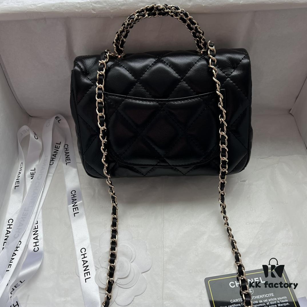 Chanel 24B New Collection WOC. Top-Grade Oil-Waxed Leather with Braided Metal Chain Handle