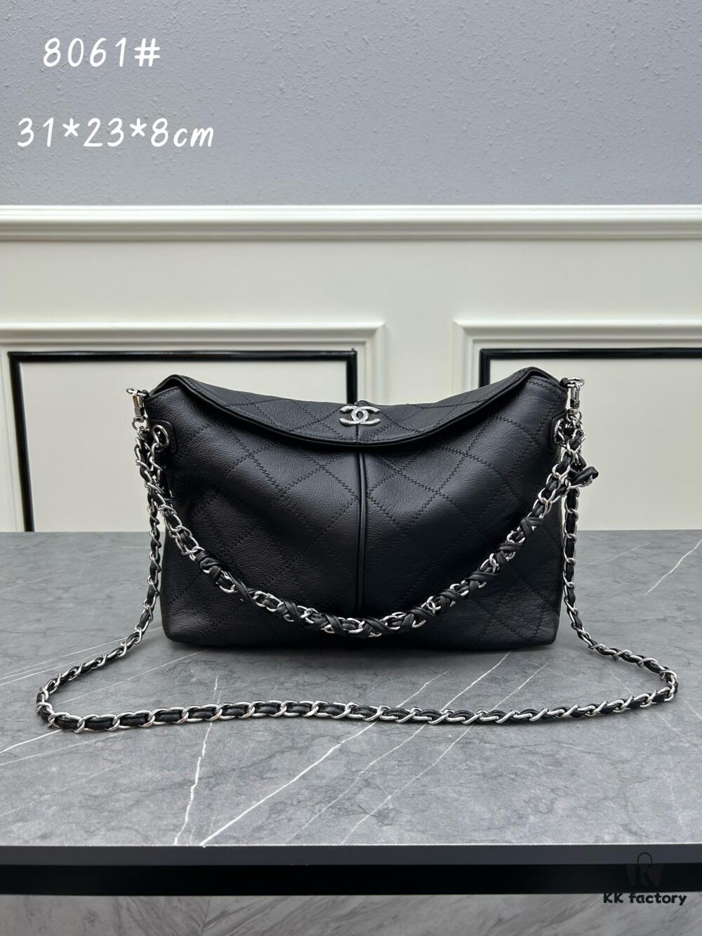 Chanel Vintage Black and Silver Shoulder Tote