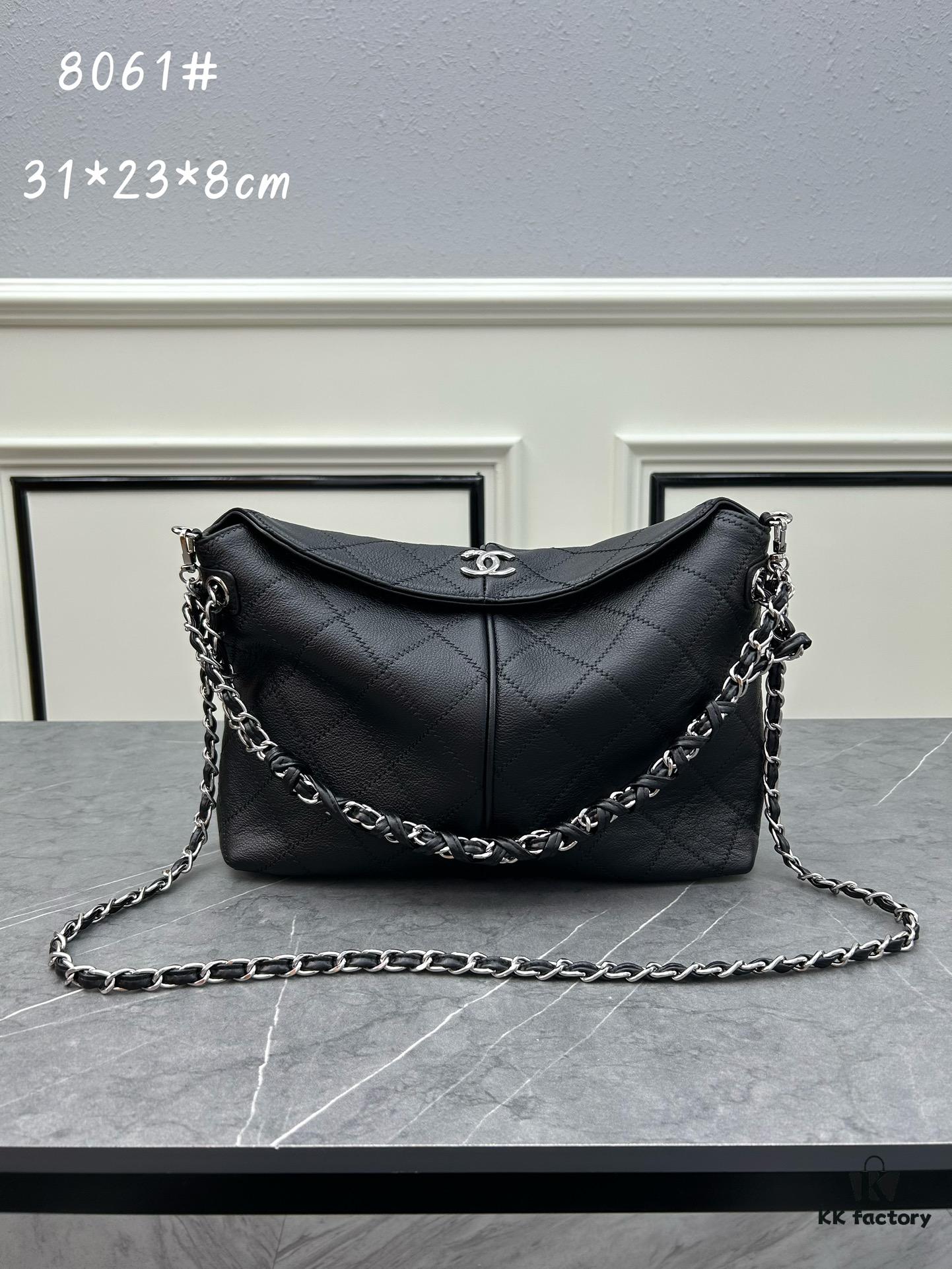 Chanel Vintage Black and Silver Shoulder Tote