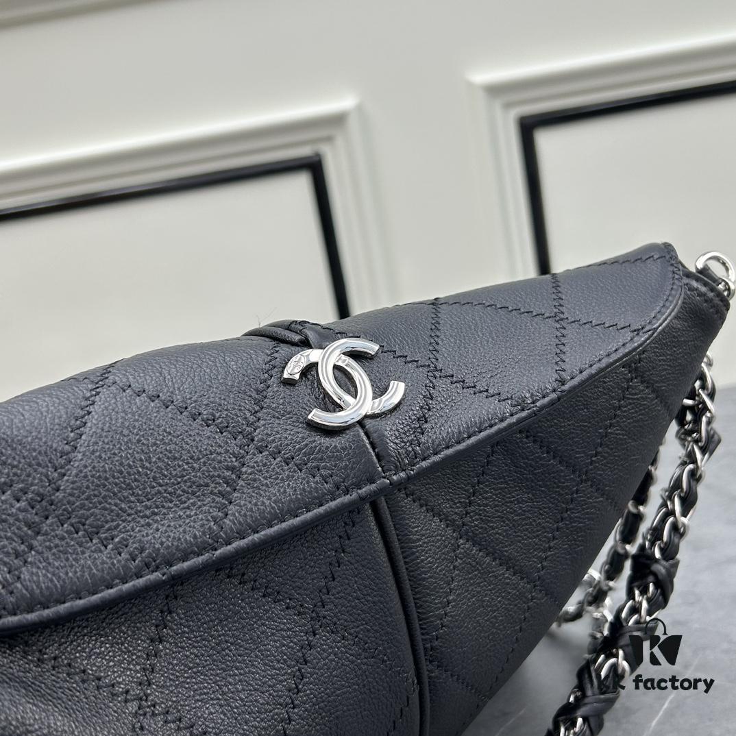 Chanel Vintage Black and Silver Shoulder Tote