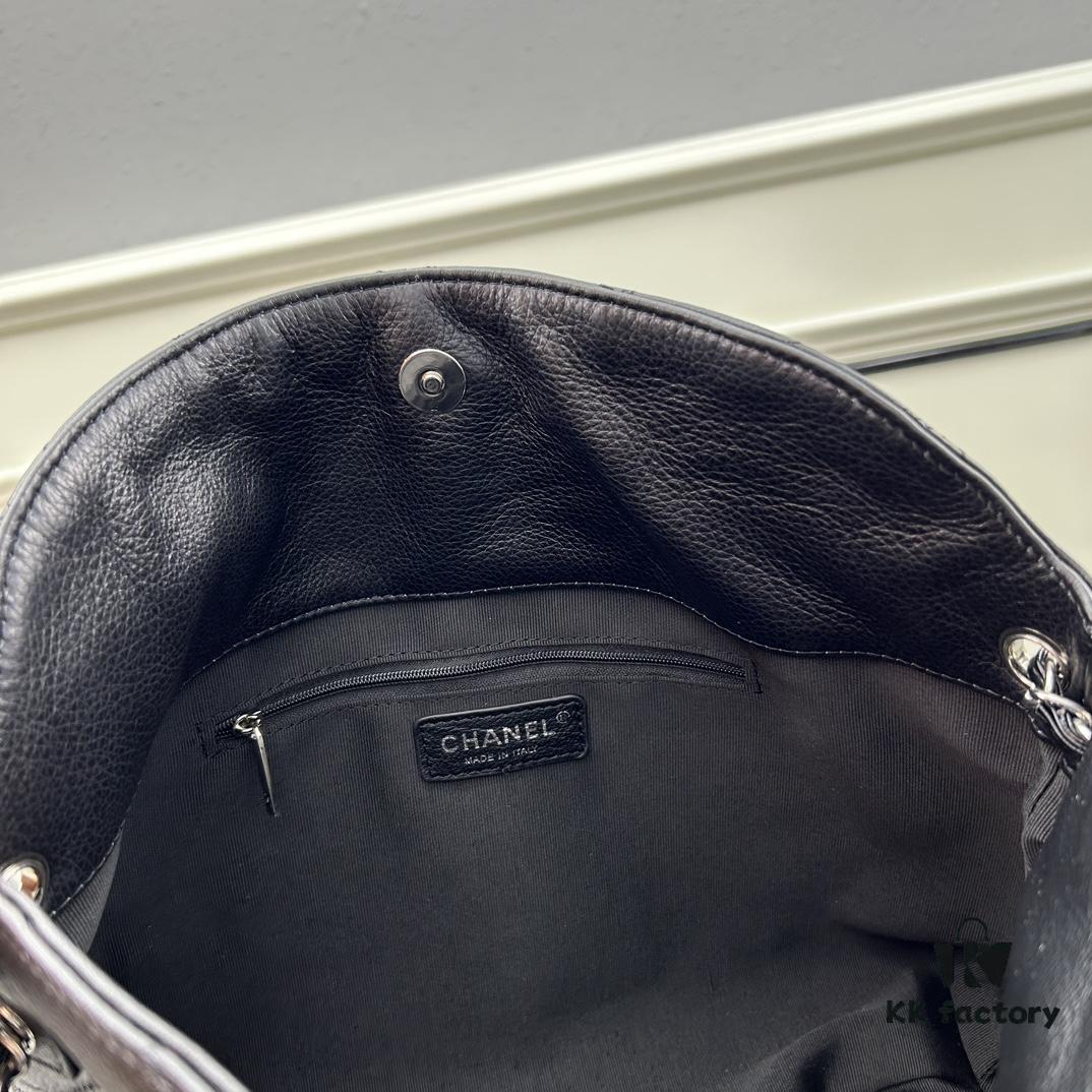 Chanel Vintage Black and Silver Shoulder Tote