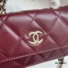 Chanel 24B New Collection WOC. Top-grain waxed leather with a braided 'twisted rope' metal chain handle, composed of three separate chains forming an integrated fixed handle. Compact size: 17x10cm, Model: 1211