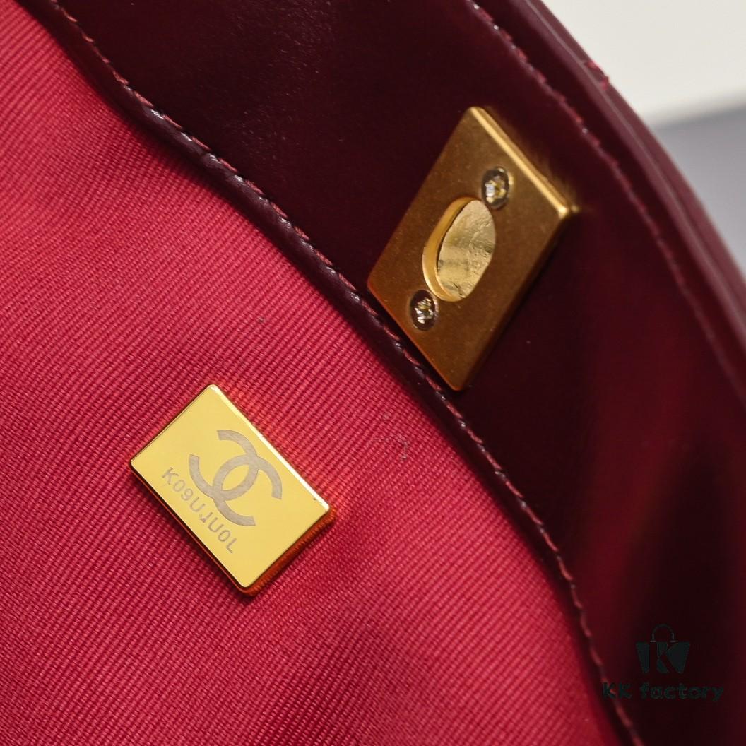 Chanel 24B Coarse Chain Hobo Crossbody Bag, Top-Grain Leather CF Shoulder Bag