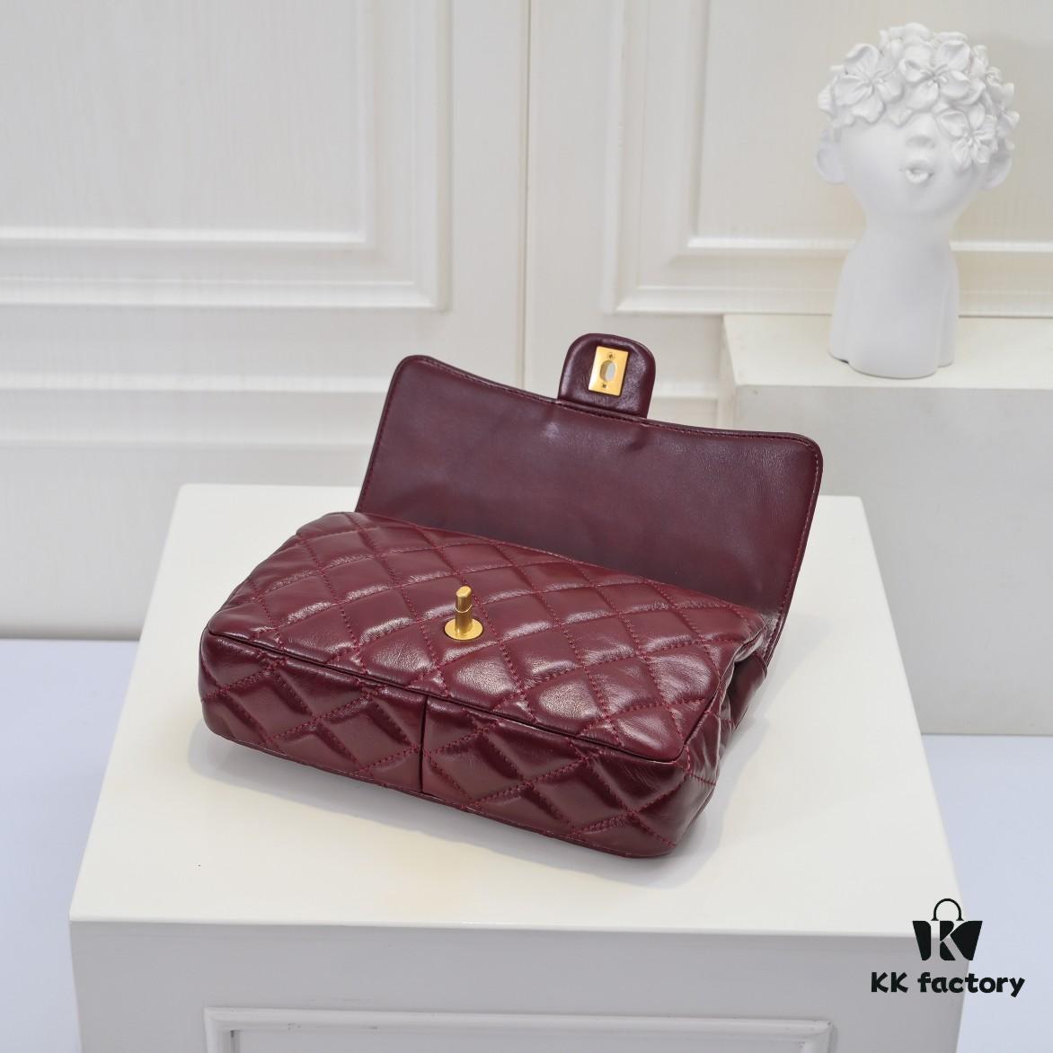 Chanel 24B Coarse Chain Underarm Bag, Top Grain Leather CF Shoulder Bag