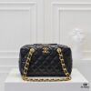 Chanel 24B Thick Chain Pillow Bag, Top-Grade Cowhide, Elegant and Charming Black Shoulder Bag with CC Logo and Black-Gold Woven Chain