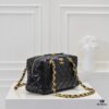 Chanel 24B Thick Chain Pillow Bag, Top-Grade Cowhide, Elegant and Charming Black Shoulder Bag with CC Logo and Black-Gold Woven Chain