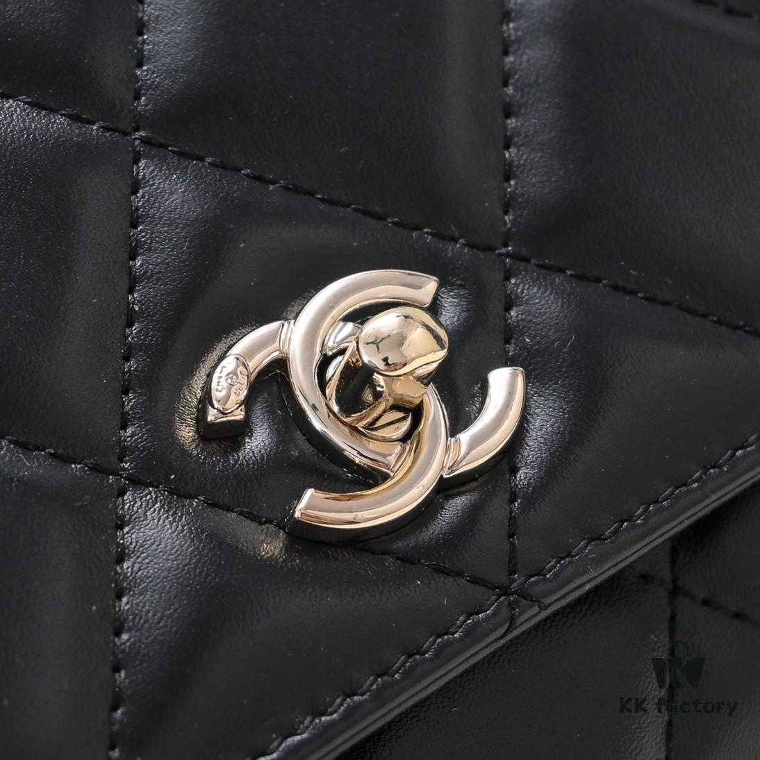 Large Size 👑 Chanel 24B New Series WOC, Top-Grain Oil-Waxed Leather with Braided Chain Handle