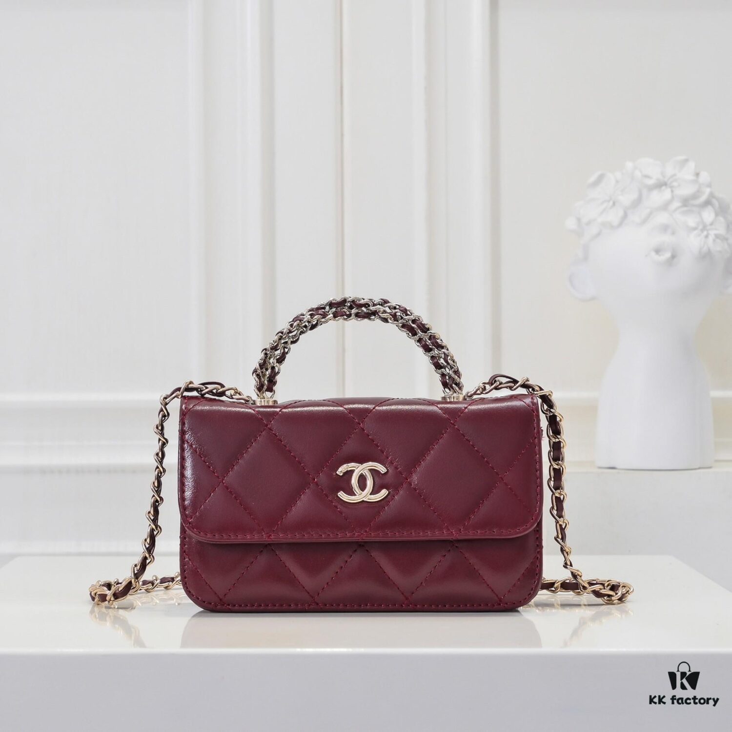 Mini Chanel 24B New Collection WOC, Top-Grain Oil-Waxed Leather with Braided Chain Handle