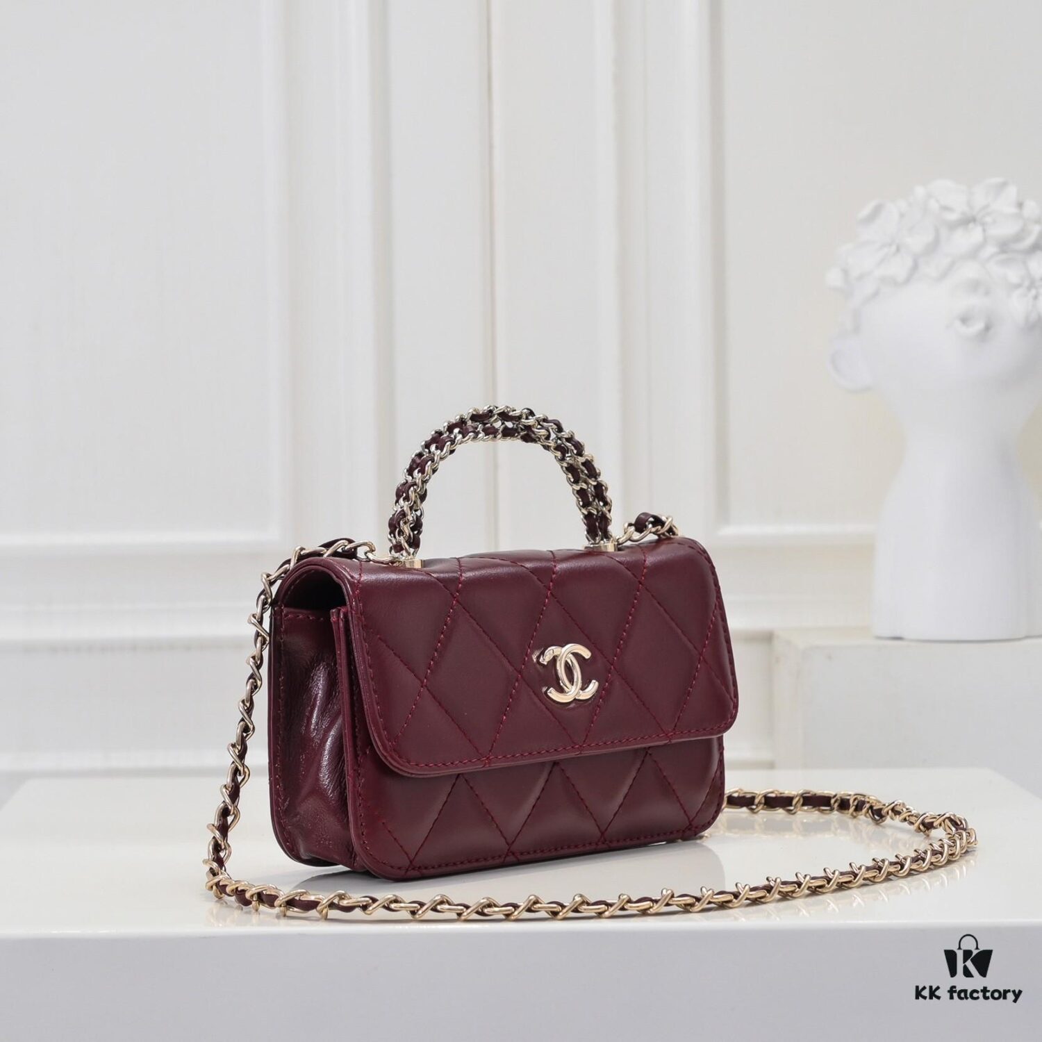 Mini Chanel 24B New Collection WOC, Top-Grain Oil-Waxed Leather with Braided Chain Handle
