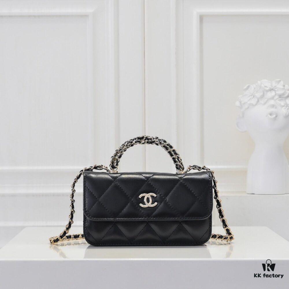 Mini Chanel 24B New Collection WOC, Top-Grain Oil-Waxed Leather with Braided Chain Handle