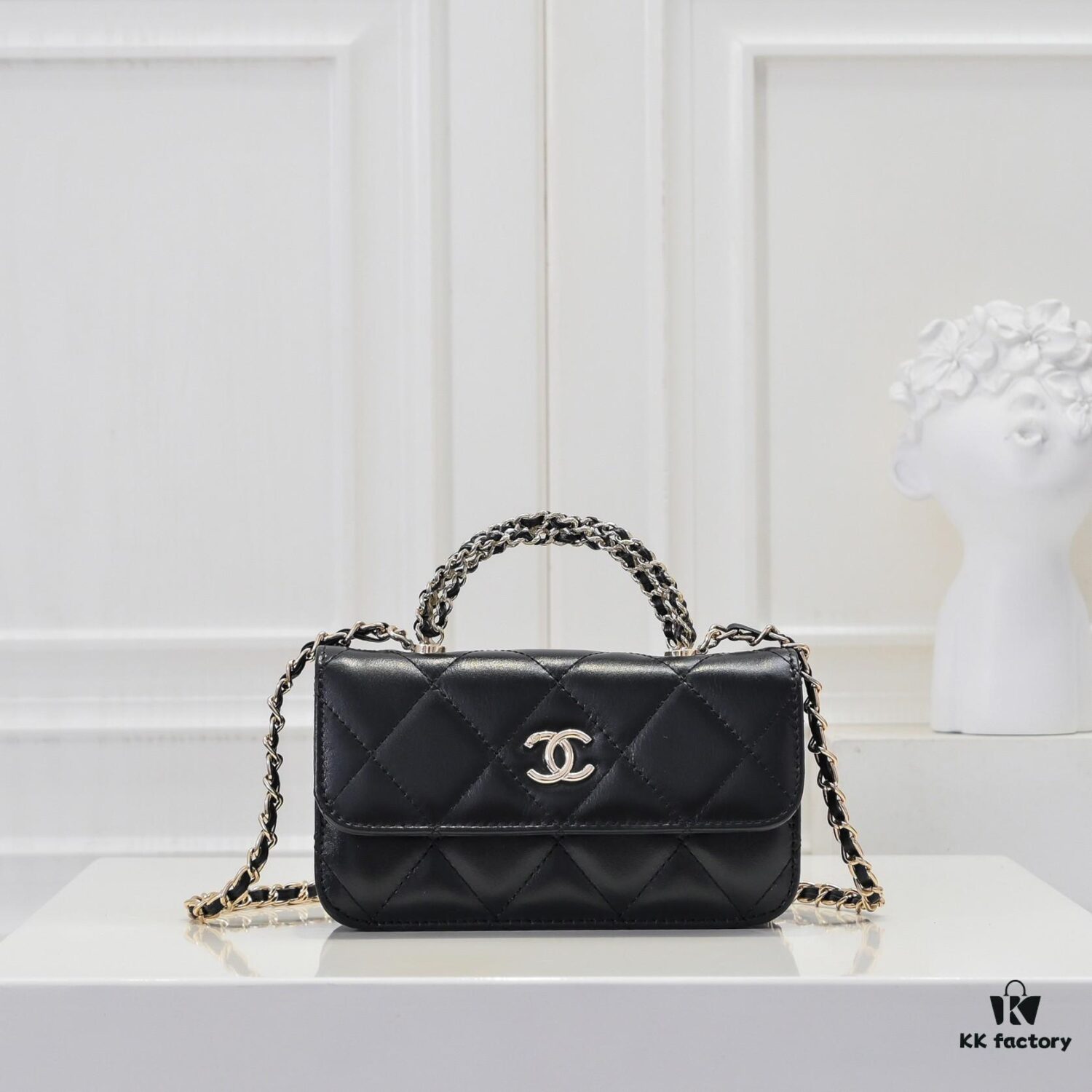 Mini Chanel 24B New Collection WOC, Top-Grain Oil-Waxed Leather with Braided Chain Handle