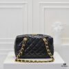 Chanel 24B Thick Chain Pillow Bag, Top-Grade Cowhide, Elegant and Charming Black Shoulder Bag with CC Logo and Black-Gold Woven Chain