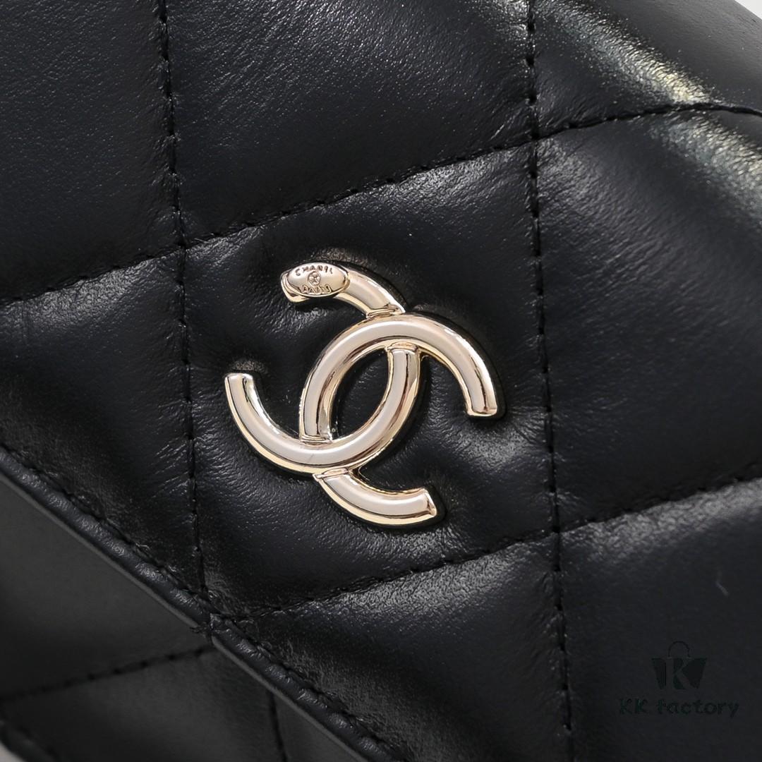 Mini Chanel 24B New Collection WOC, Top-Grain Oil-Waxed Leather with Braided Chain Handle
