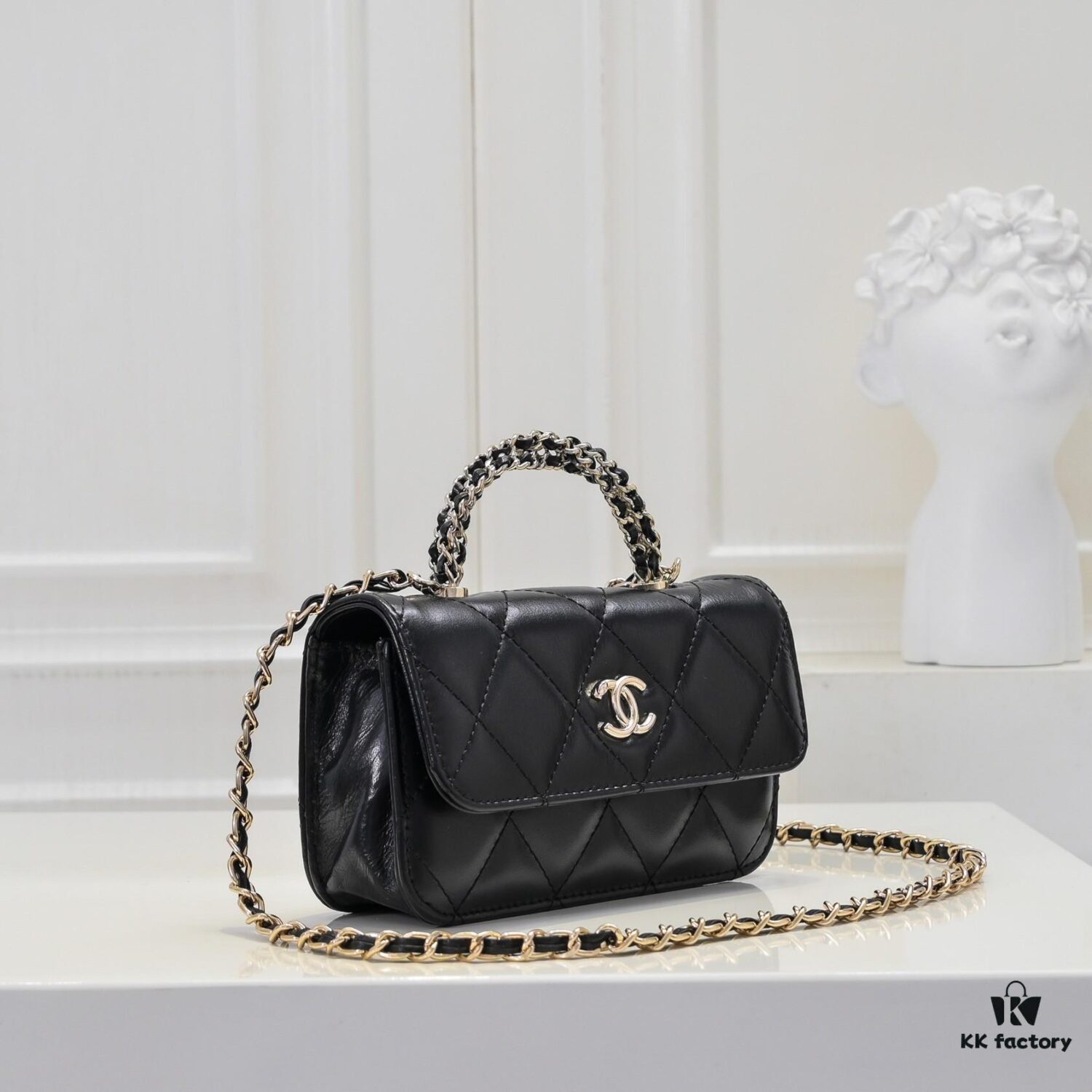 Mini Chanel 24B New Collection WOC, Top-Grain Oil-Waxed Leather with Braided Chain Handle