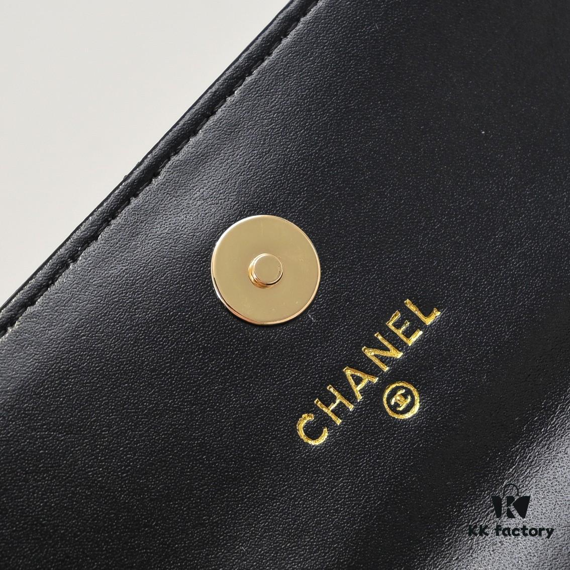 Mini Chanel 24B New Collection WOC, Top-Grain Oil-Waxed Leather with Braided Chain Handle