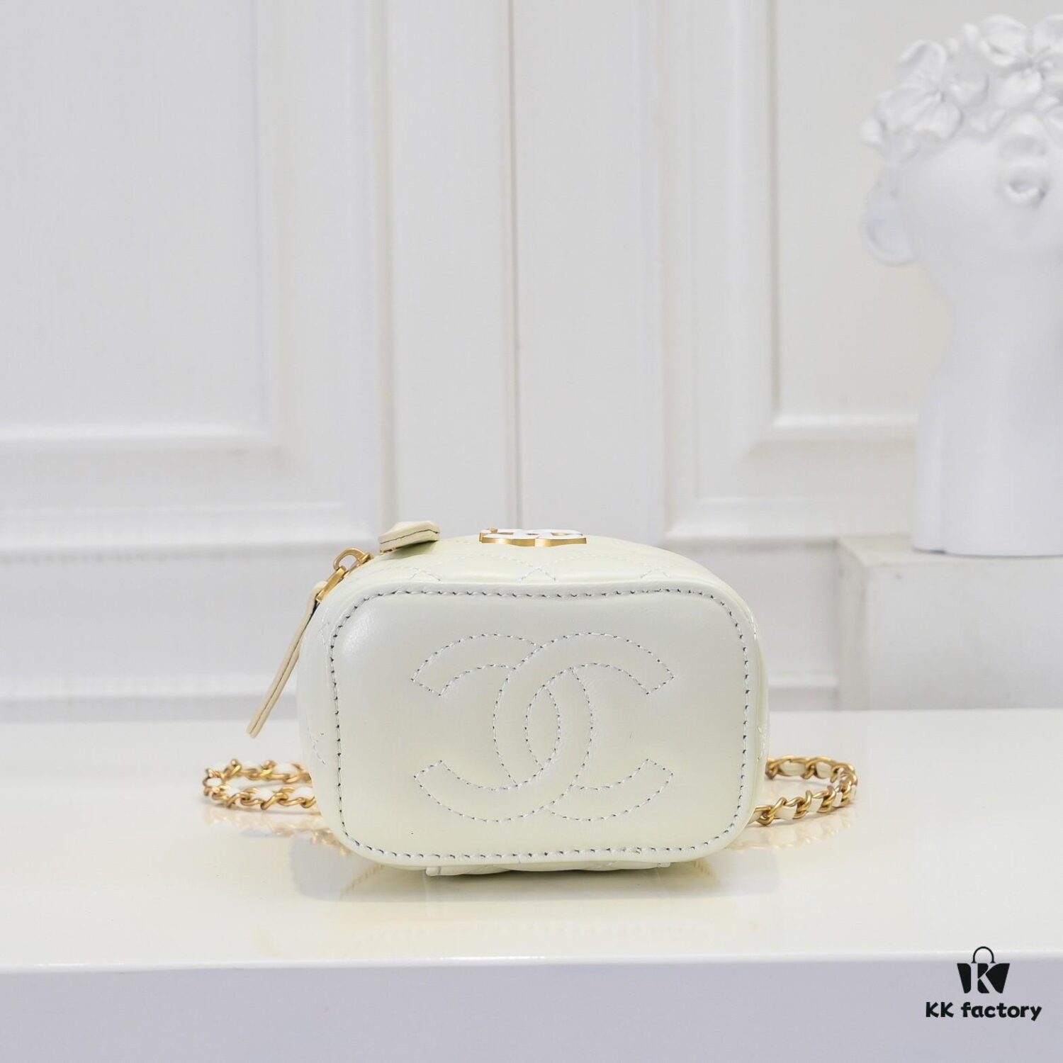 Small Chanel 24A New Double C Enamel Buckle Makeup Pouch, Exquisitely Crafted in Imported Lambskin