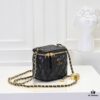 Small Chanel 24A New Double C Enamel Buckle Cosmetic Pouch Genuine Imported Lamb Leather Stylish and Exquisite