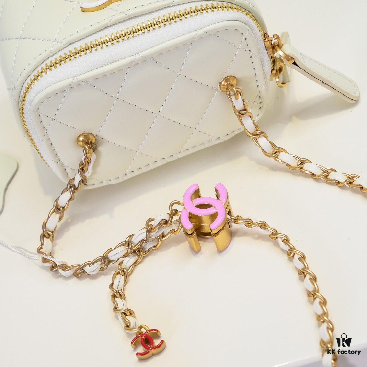 Small Chanel 24A New Double C Enamel Buckle Makeup Pouch, Exquisitely Crafted in Imported Lambskin